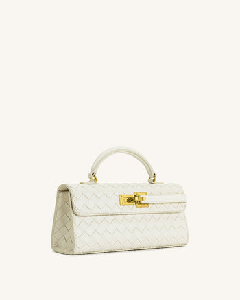 Keyla Borsa a Mano con Trama Intrecciata - Bianco