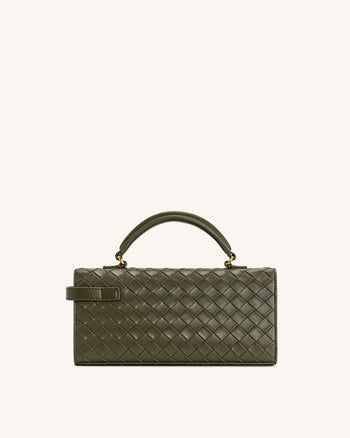 Keyla Borsa a Mano con Trama Intrecciata - Verde Oliva
