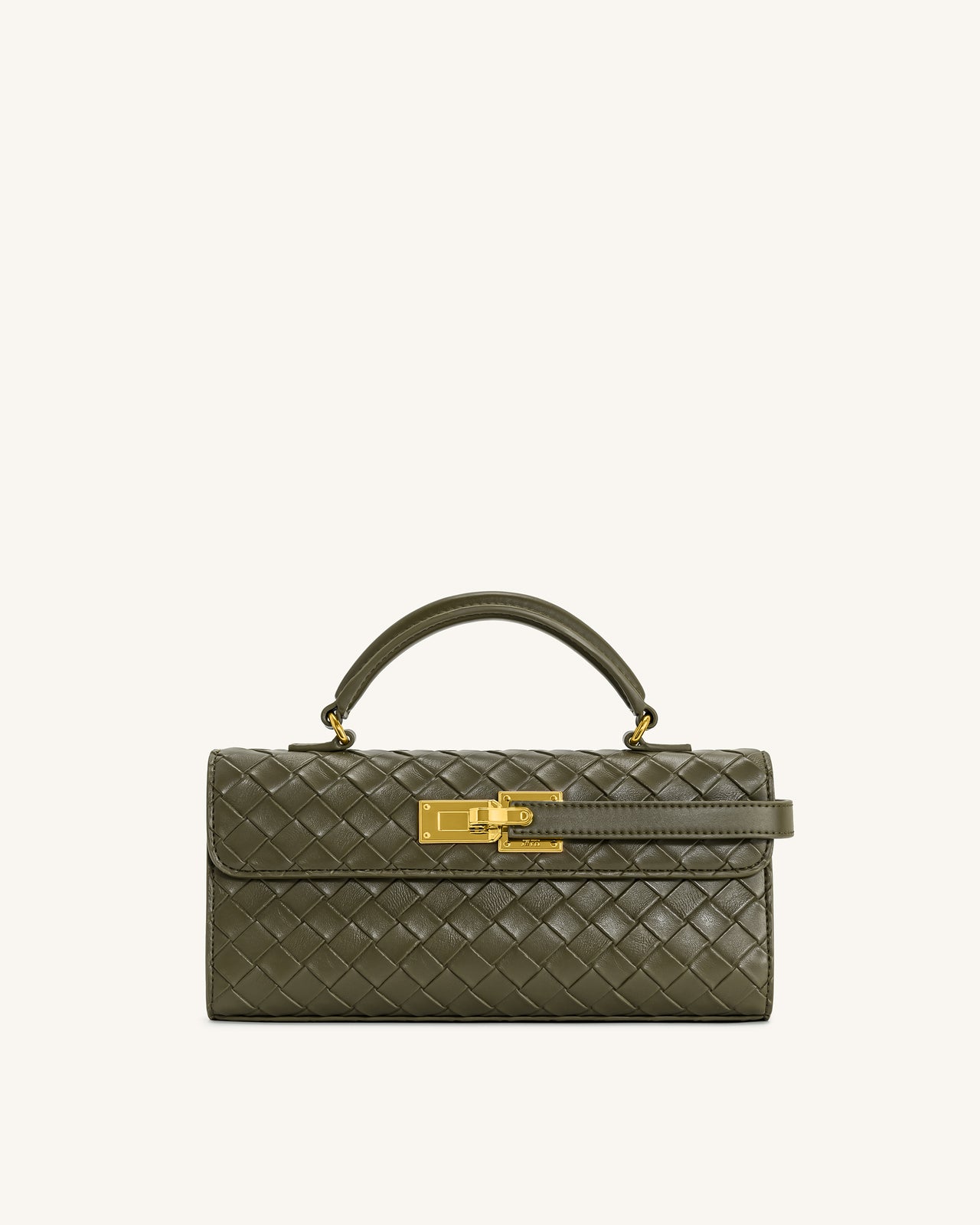 Keyla Borsa a Mano con Trama Intrecciata - Verde Oliva
