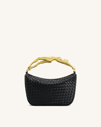 Jenny Borsa a Mano Intrecciata con Manico a Forma Umana - Nera