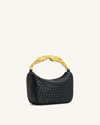 Jenny Borsa a Mano Intrecciata con Manico a Forma Umana - Nera
