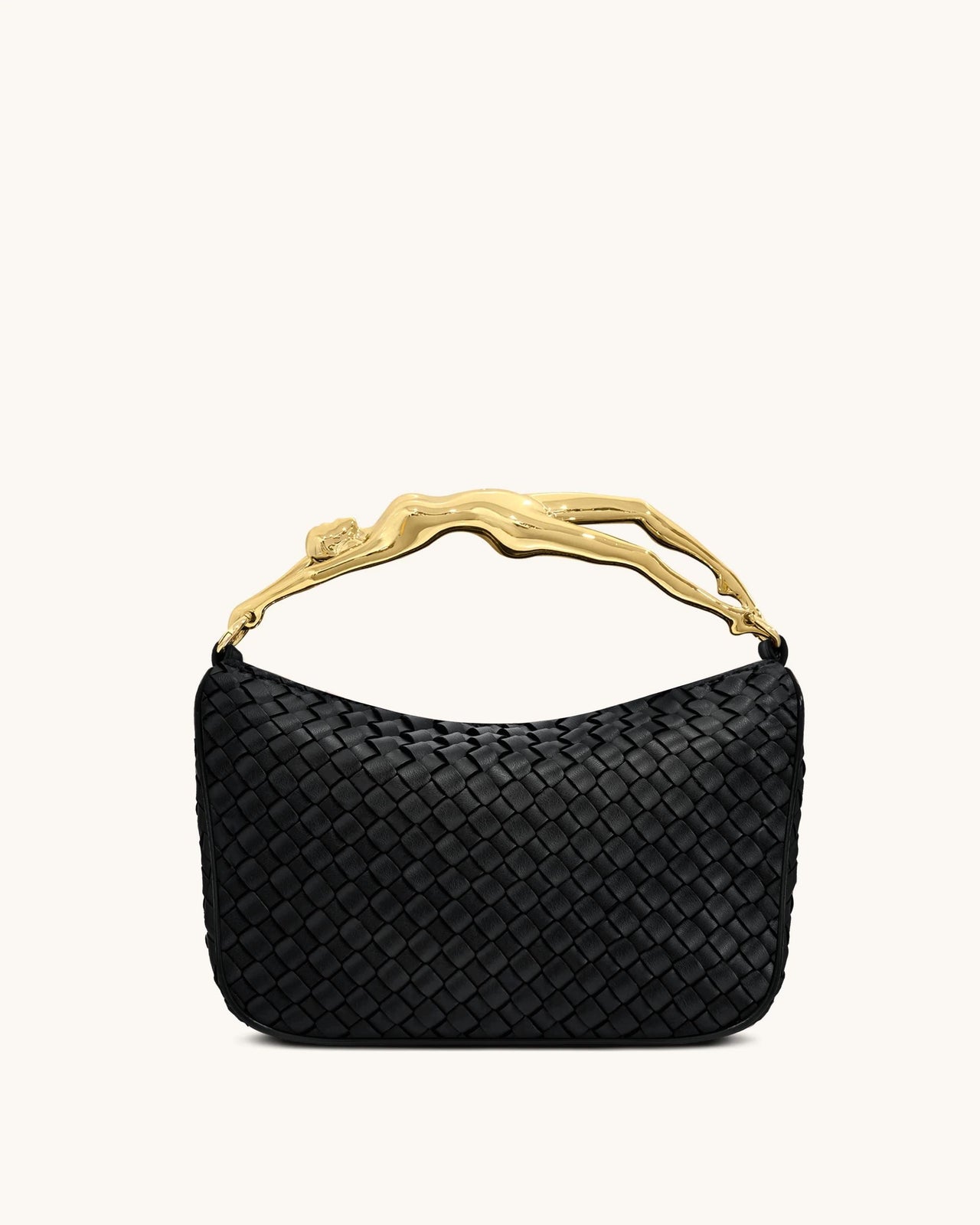 Jenny Borsa a Mano Intrecciata con Manico a Forma Umana - Nera