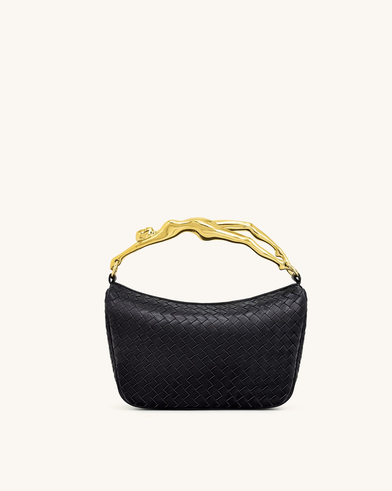 Jenny Borsa a Mano Intrecciata con Manico a Forma Umana - Nera