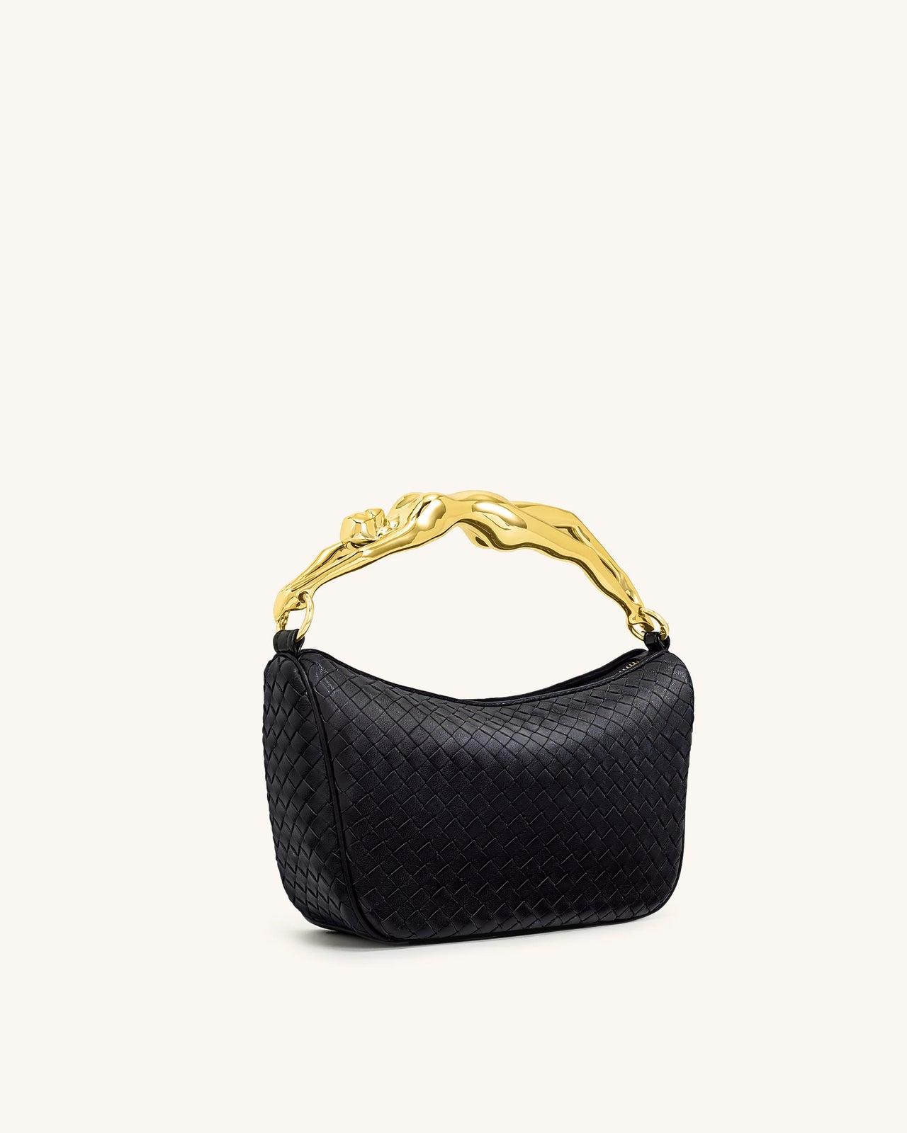 Jenny Borsa a Mano Intrecciata con Manico a Forma Umana - Nera