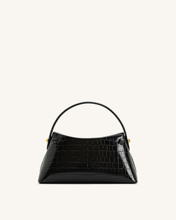 Talia Borsa con Manico Superiore - Coccodrillo Nero