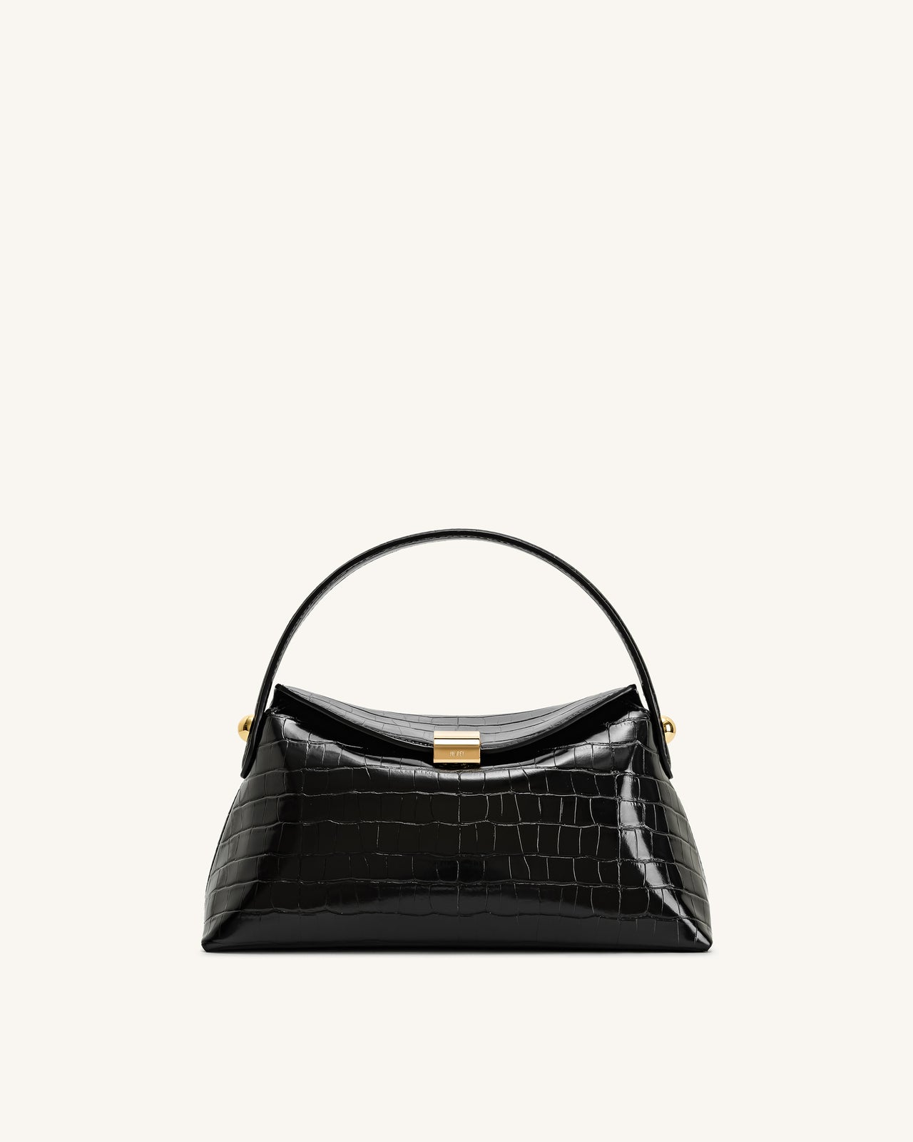 Talia Borsa con Manico Superiore - Coccodrillo Nero