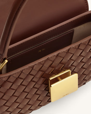 Zuri Borsa Tonda Intrecciata A Mano Con Manico Superiore - Marrone