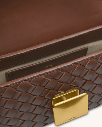 Zuri Borsa Tonda Intrecciata A Mano Con Manico Superiore - Marrone