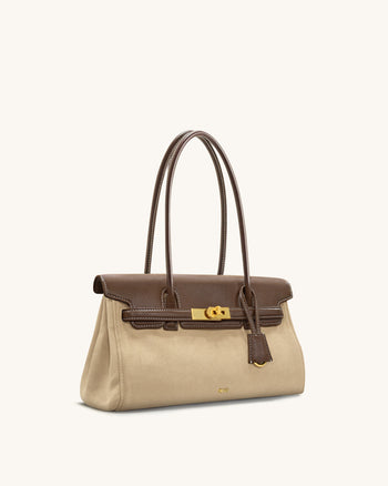 Yara Borsa a Spalla in Finto Camoscio - Marrone Scuro