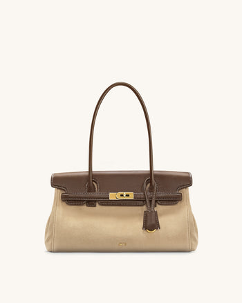 Yara Borsa a Spalla in Finto Camoscio - Marrone Scuro