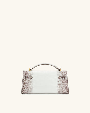 Noor Borsa con manico superiore - Bianco effetto coccodrillo