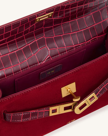 Noor Borsa a Mano in Finta Pelle Scamosciata - Rosso