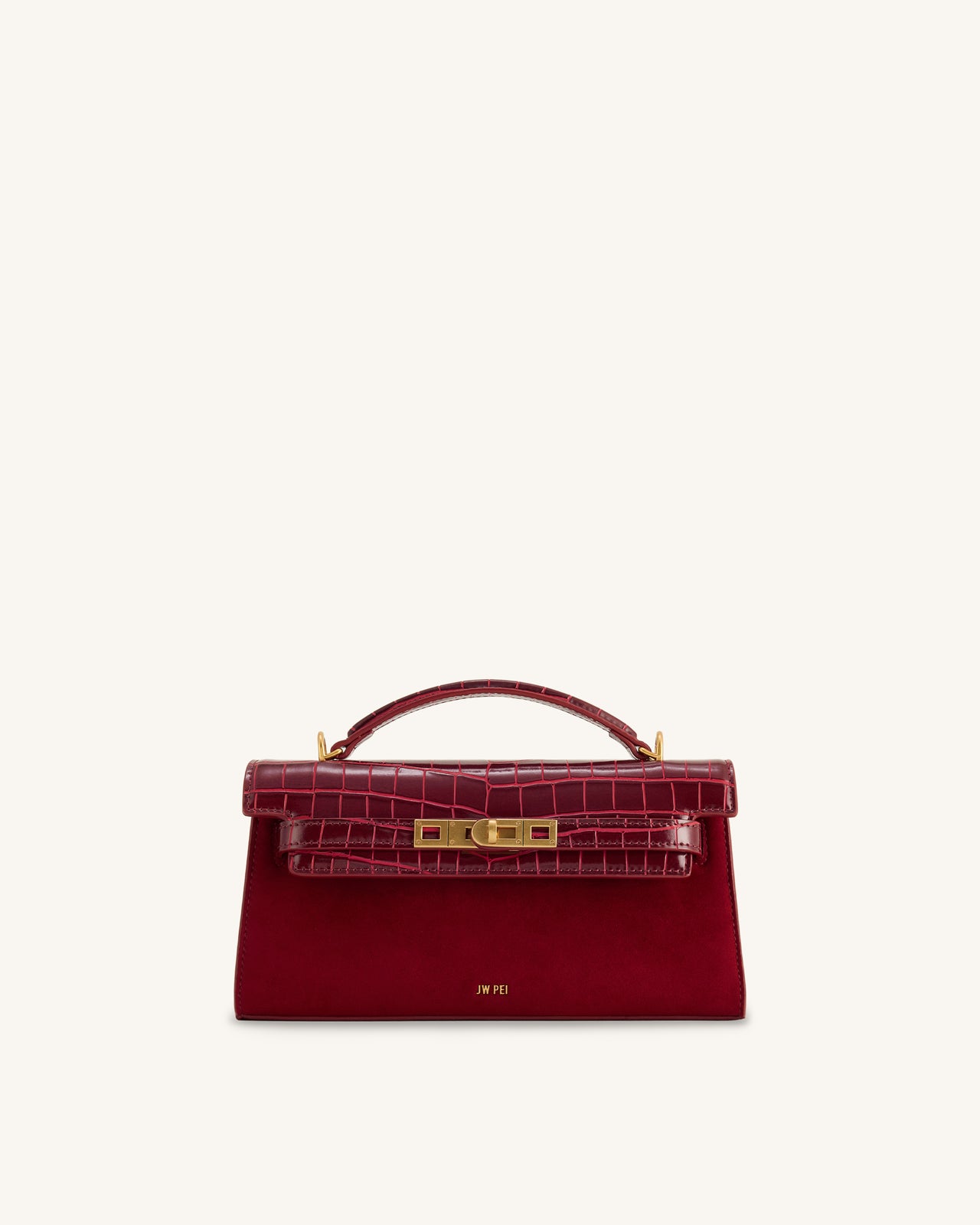 Noor Borsa a Mano in Finta Pelle Scamosciata - Rosso