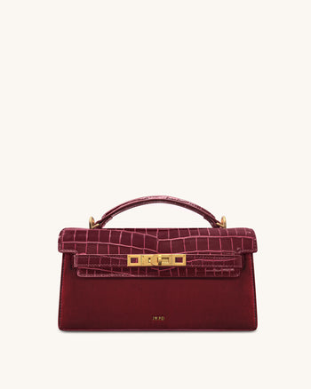 Noor Borsa a Mano in Finta Pelle Scamosciata - Rosso