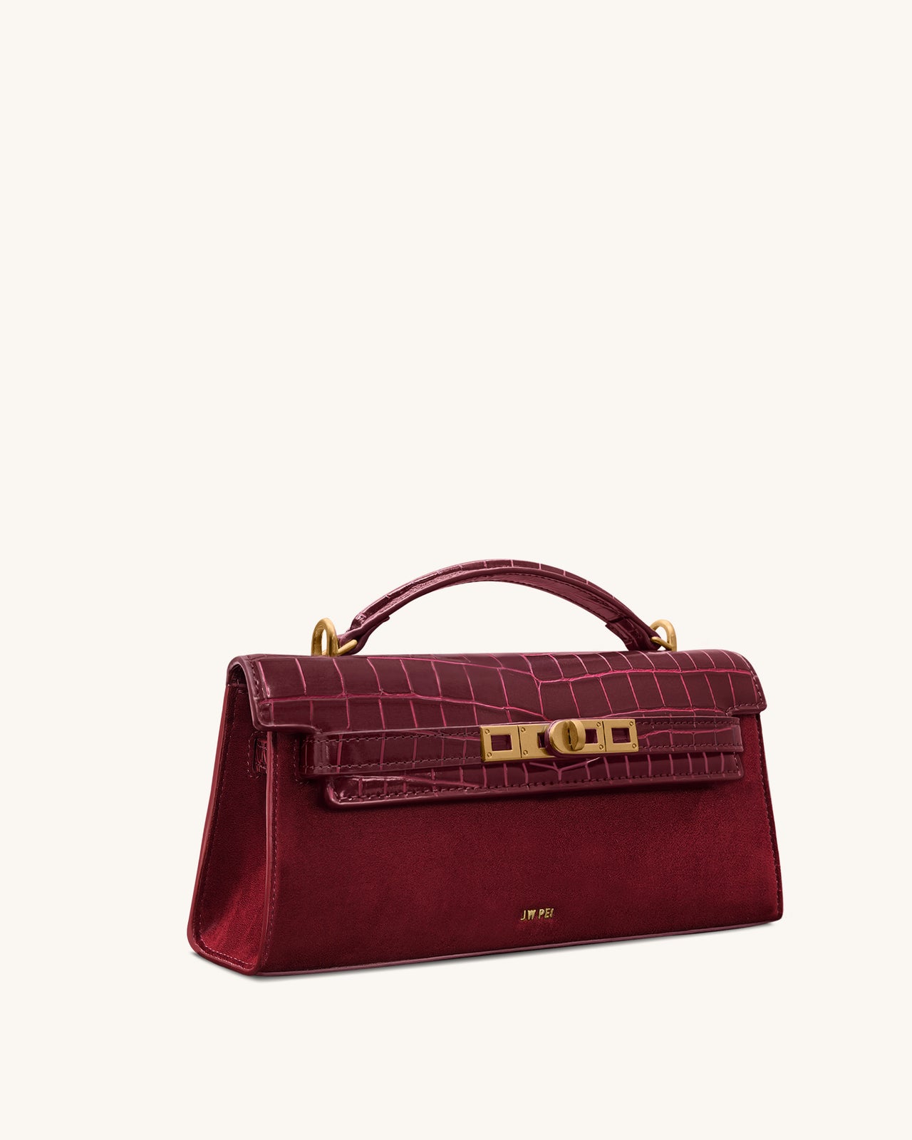 Noor Borsa a Mano in Finta Pelle Scamosciata - Rosso