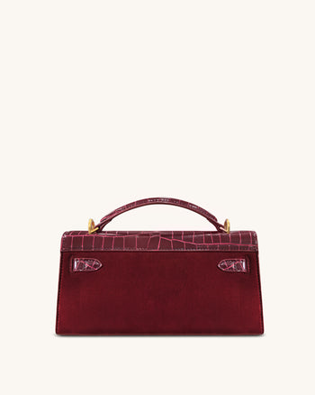 Noor Borsa a Mano in Finta Pelle Scamosciata - Rosso