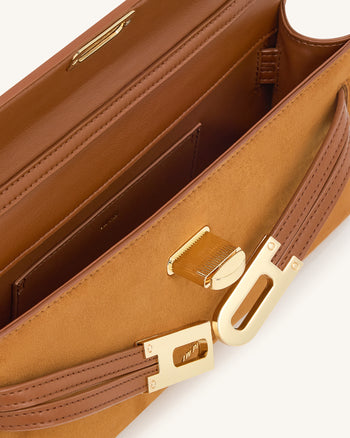 Bria Borsa a Mano Strutturata in Finta Pelle Scamosciata - Marrone