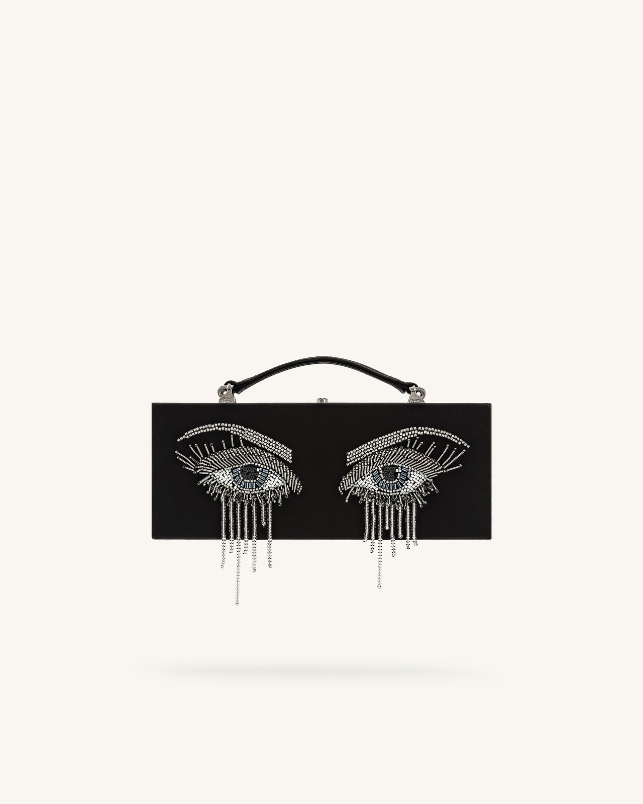 Vera Pochette Rettangolare con Decorazioni di Perline - Nero