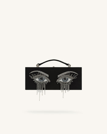 Vera Pochette Rettangolare con Decorazioni di Perline - Nero