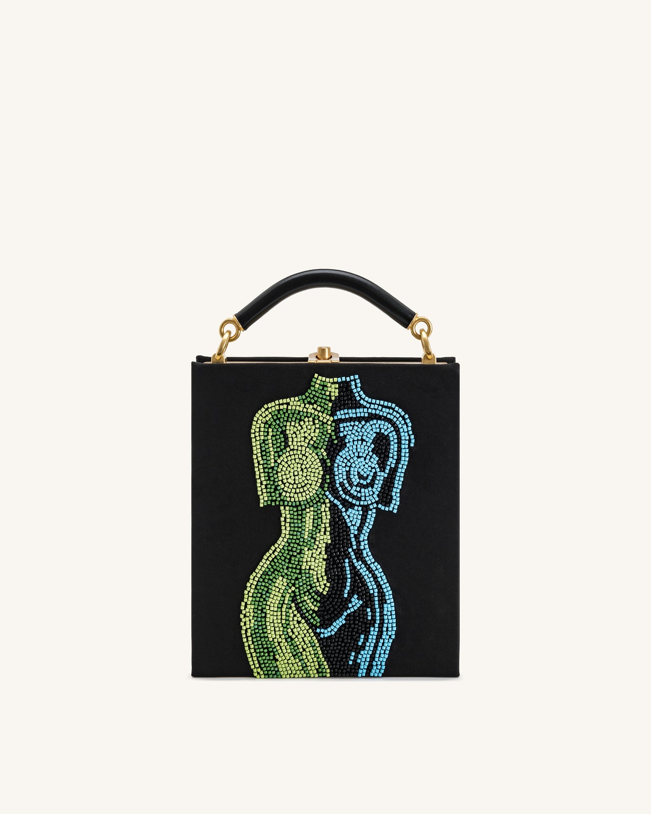 Elle Borsa a Mano con Perline Colorate a Forma di Libro - Nero