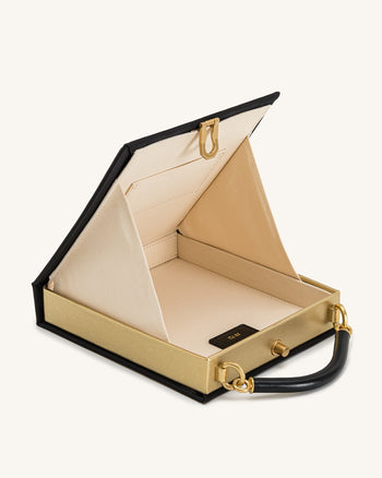 Elle Borsa a Mano con Perline Colorate a Forma di Libro - Nero