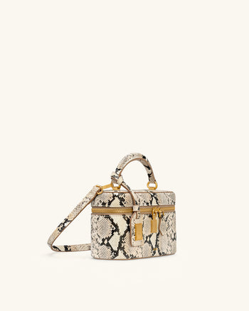 Cleo Borsa con Manico Superiore a Forma di Scatola - Beige