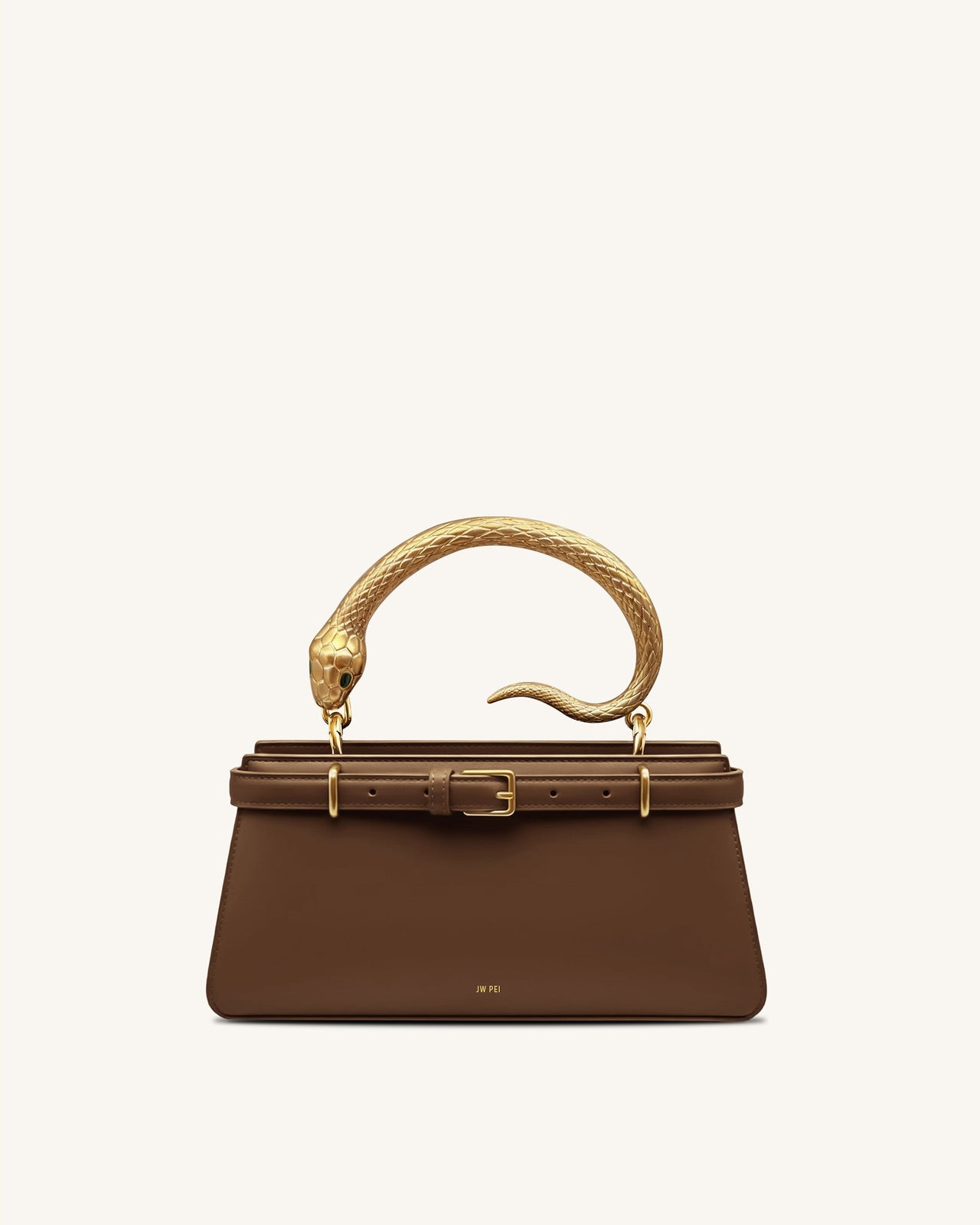 Elena Borsa con manico superiore a serpente - Marrone scuro