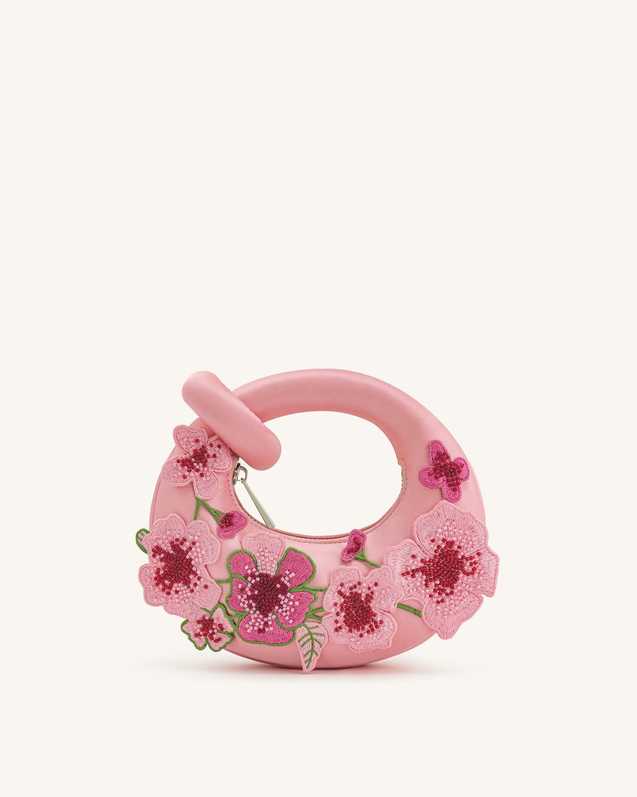 Abacus Borsa Mini con Ricamo Floreale - Rosa