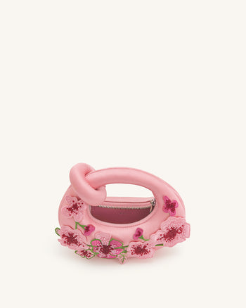 Abacus Borsa Mini con Ricamo Floreale - Rosa