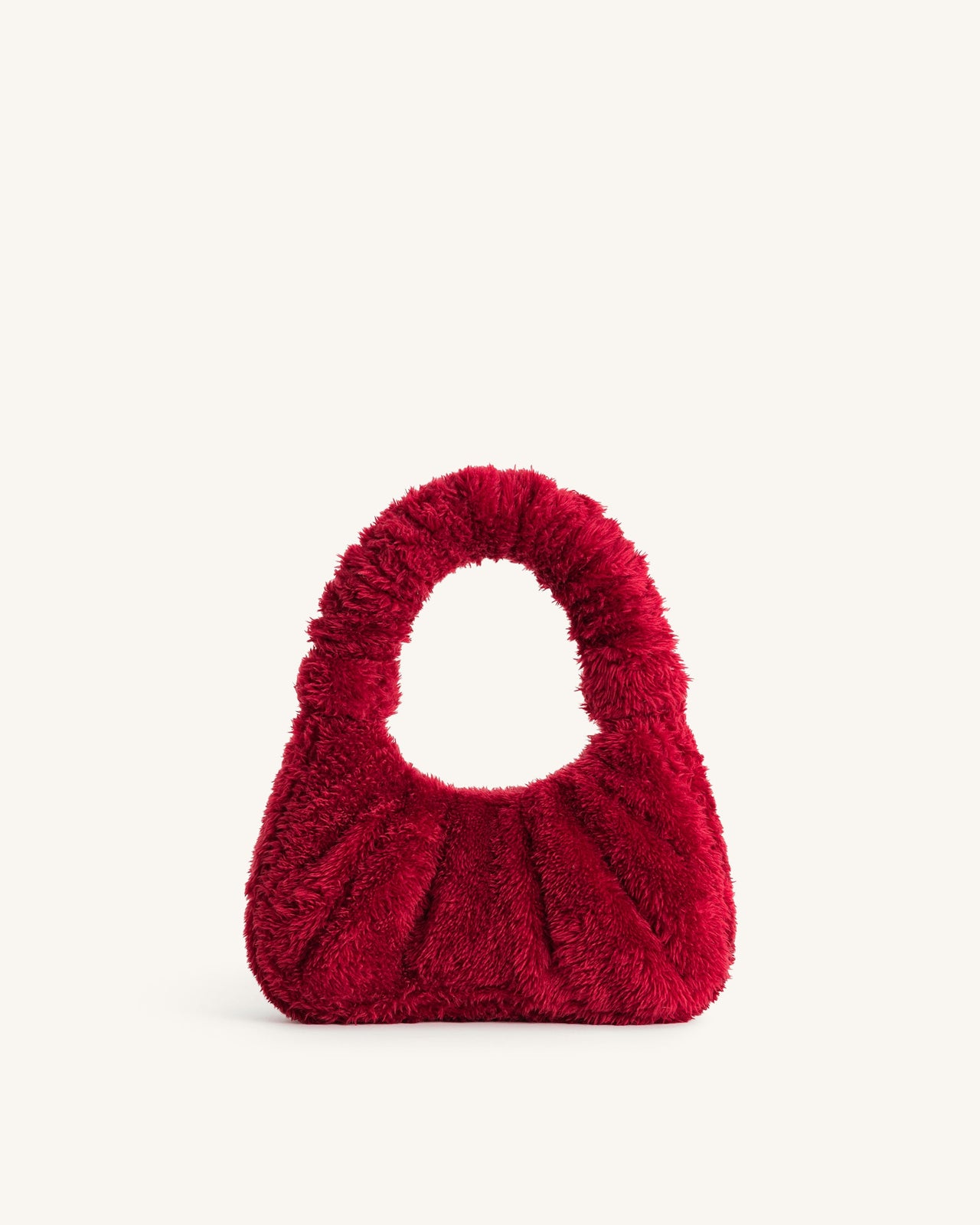 Borsa a spalla media con ruches in pelliccia sintetica Gabbi - Magenta
