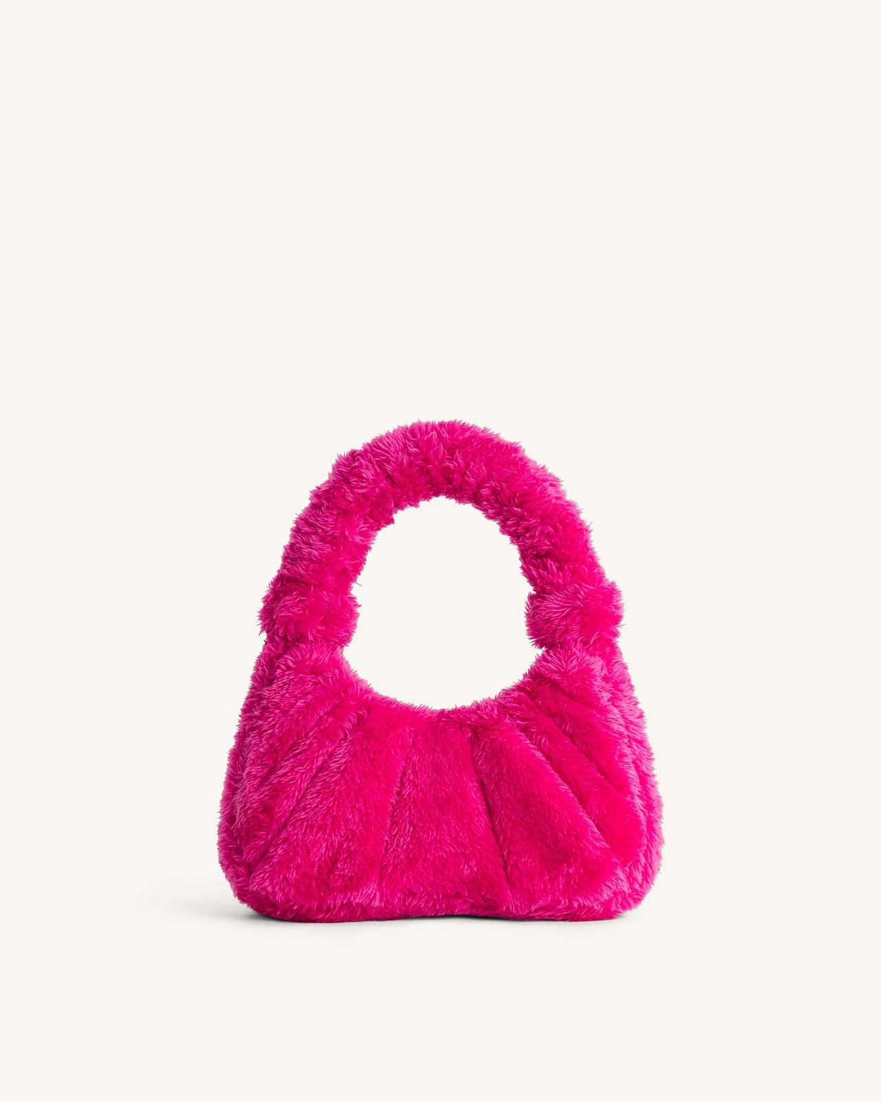 Borsa a spalla media con ruches in pelliccia sintetica Gabbi - Rosa Fandango