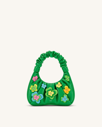 JW PEI Borsa a Mano Gabbi Floral Medium Ruched Hobo da Donna - Verde