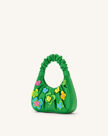 JW PEI Borsa a Mano Gabbi Floral Medium Ruched Hobo da Donna - Verde