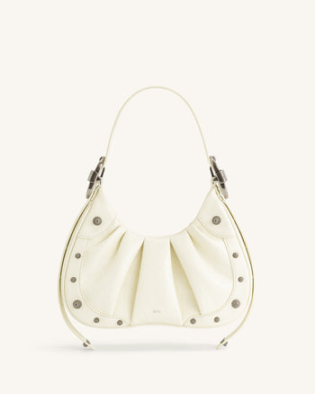Gabbi Borsa Hobo Schiacciata a Pieghe - Bianco