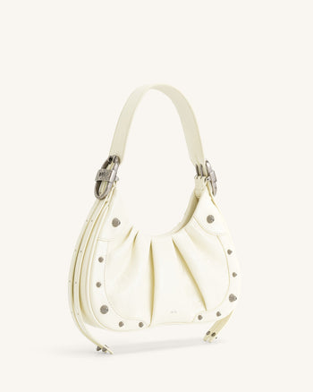 Gabbi Borsa Hobo Schiacciata a Pieghe - Bianco