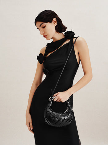 Borsa a tracolla Orla intrecciata - Nero