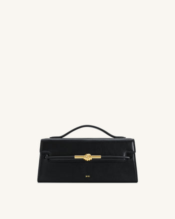 Bolso de Asa Superior con Nudo de Cuerda de Metal Lena - Nero