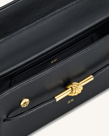 Bolso de Asa Superior con Nudo de Cuerda de Metal Lena - Nero