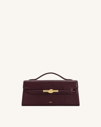 Bolso de Asa Superior con Nudo de Cuerda de Metal Lena - Granate oscuro