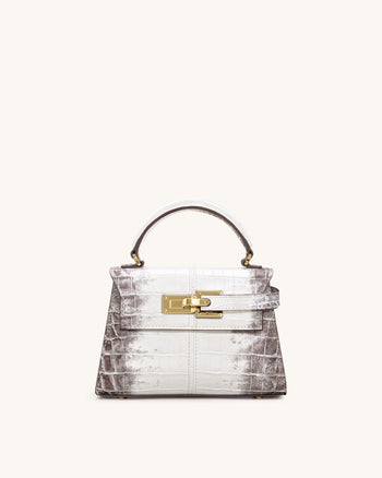 Elise Borsa a Mano - Bianco Coccodrillo
