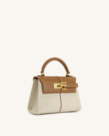 Borsa con manico superiore Elise - Tela marrone