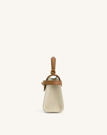 Borsa con manico superiore Elise - Tela marrone