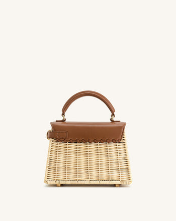 Elise Borsa a Mano in Rattan Naturale Intrecciato - Rattan Marrone