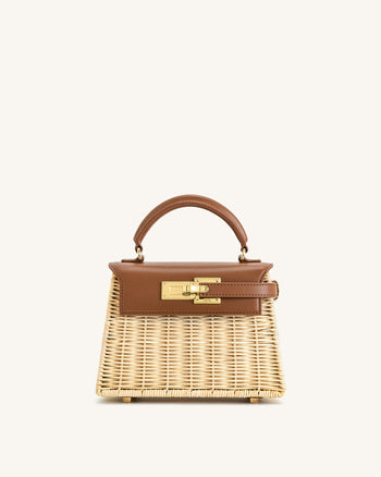 Elise Borsa a Mano in Rattan Naturale Intrecciato - Rattan Marrone