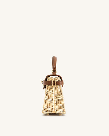 Elise Borsa a Mano in Rattan Naturale Intrecciato - Rattan Marrone