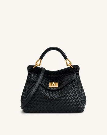 Lucia Borsa Classica Intrecciata con Manico Superiore - Nera