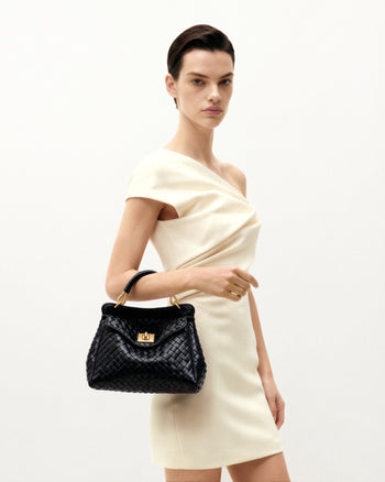 Lucia Borsa Classica Intrecciata con Manico Superiore - Nera