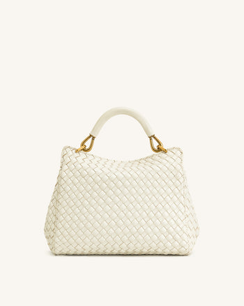 Lucia Borsa Classica Intrecciata con Manico Superiore - Bianco
