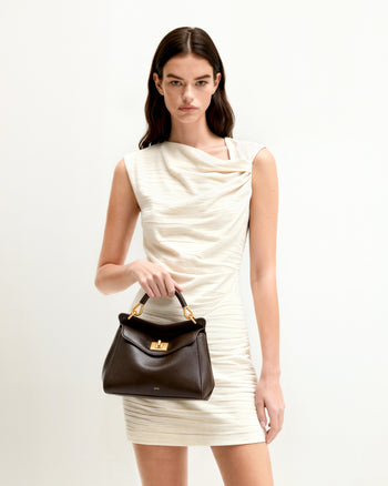 Lucia Borsa Con Manico Superiore Classica - Marrone Scuro