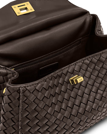 Lucia Borsa Classica Intrecciata con Manico Superiore - Marrone Scuro